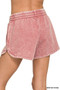 Zenana Acid Washed Elastic Waistband Dolphin Shorts