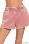 Zenana Acid Washed Elastic Waistband Dolphin Shorts
