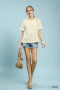 Umgee Round Neck Puff Sleeve Top with Contrast Stitch Detail