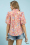 Umgee Smocked Floral Ruffle Trim Top