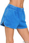 Zenana Acid Washed Elastic Waistband Dolphin Shorts