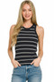 Zenana Striped Round Neck Tank Top