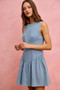 SO ME Fit And Flare Sleeveless Denim Mini Dress