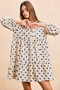 BiBi Polka Dot Corduroy Collared V Neck Dress