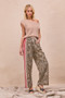 BiBi Leopard Print Pants with Side Contrast and Tucking Welt Pocke