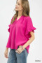 Umgee Ruffle Sleeve V-Neck Flutter Blouse