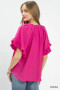 Umgee Ruffle Sleeve V-Neck Flutter Blouse