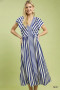 Umgee Striped Button-Front Midi Dress