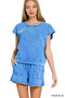 Zenana Premium Cotton Washed Sleeveless Top & Shorts Set