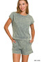 Zenana Premium Cotton Washed Sleeveless Top & Shorts Set