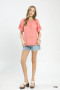Umgee Round Neck Puff Sleeve Top with Contrast Stitch Detail