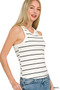 Zenana Striped Round Neck Tank Top