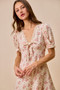 SO ME Floral Lace Trimed  Short Sleeves Mini Dress