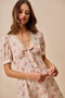 SO ME Floral Lace Trimed  Short Sleeves Mini Dress