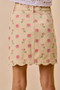 SO ME Floral Rose Print Cotton Twill Scallop Mini Skirt
