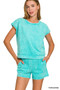 Zenana Premium Cotton Washed Sleeveless Top & Shorts Set
