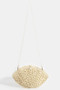 Fame Straw Braided Pearl Beaded Strap Seashell Bag