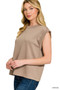 Zenana Scuba Round Neck Cap Sleeve Top