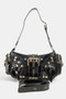 Fame Rivet Detail Leather Shoulder Bag