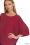 Zenana Double Knit Exposed Seam Curved Hem Top