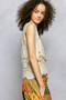 POL Lace Trim Openwork V-Neck Crochet Tank with Scalloped Edge