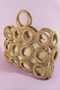 Fame Straw Round Pattern Mesh Hand Bag