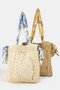 Fame Tropical Bandana Strap Straw Braided Tote Bag