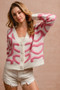 BiBi Textured Heart Buttoned V Neck Cardigan