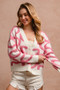 BiBi Textured Heart Buttoned V Neck Cardigan