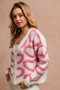 BiBi Textured Heart Buttoned V Neck Cardigan