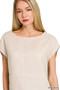 Zenana Linen Round Neck Cap Sleeve Top