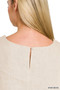 Zenana Linen Round Neck Cap Sleeve Top