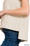 Zenana Linen Round Neck Cap Sleeve Top