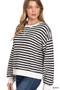 Zenana Striped Round Neck Sweatshirt