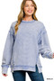 Zenana Acid Washed Double Ribbed Exposed-Seam Sweatshirt