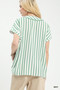 Umgee Mixed Stripe Split Neck Oversized Blouse