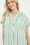 Umgee Mixed Stripe Split Neck Oversized Blouse