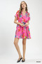 Umgee Floral Print Mini Dress with Belt