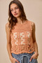 SO ME Crochet Knitted Lace Sweater Tank Top