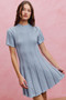 SO ME Wide Rib Short Sleeves Sweater Knit Mini Dress