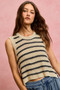 SO ME Low Gauge Textured Stripe Sleeveless Sweater Top