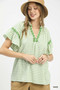 Umgee Gingham Lace Trim Top