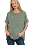 Zenana Acid Washed Double Gauze Round-neck Tee