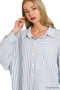 Zenana Woven Stripe Button Down Shirt