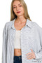 Zenana Woven Stripe Button Down Shirt