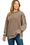 Zenana Acid Washed Double Ribbed Exposed-Seam Sweatshirt