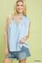 Umgee Sleeveless Textured Split Neck Top