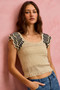 SO ME Wavy Textured Knit Top With Fluttered Sleeves