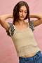 SO ME Wavy Textured Knit Top With Fluttered Sleeves