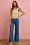 SO ME Wavy Textured Knit Top With Fluttered Sleeves